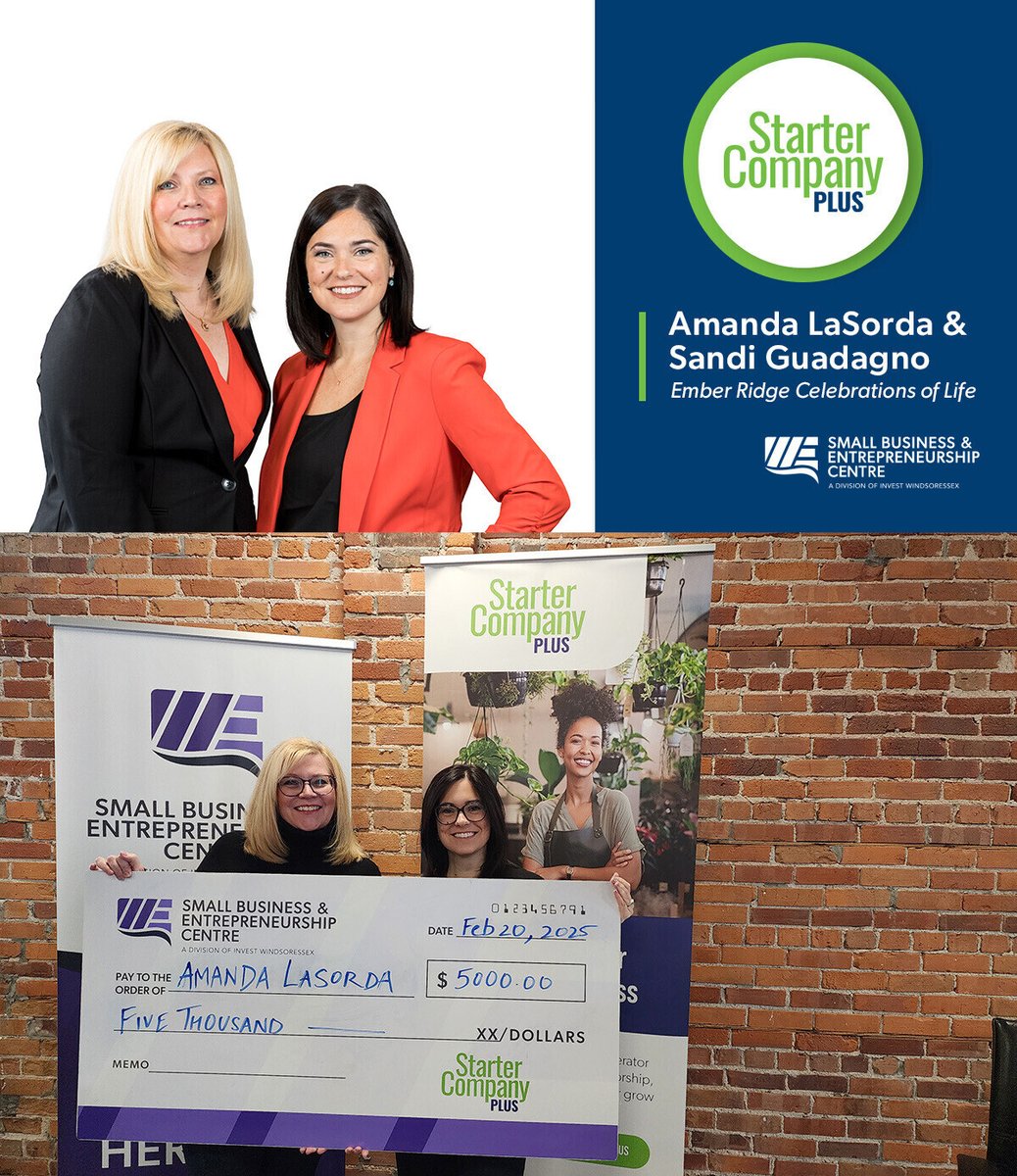 Small Business & Entrepreneurship Centre (@wesmallbusiness) on Twitter photo Shout out to Amanda LaSorda and Sandi Guadagno, co-owners of Ember Ridge Celebrations of Life in <a href="/TweetLakeshore/">Municipality of Lakeshore</a>, for successfully completing the Starter Company PLUS program and receiving a $5,000 grant! Their luxury event venue is dedicated to offering modern and inclusive Shout out to Amanda LaSorda and Sandi Guadagno, co-owners of Ember Ridge Celebrations of Life in <a href="/TweetLakeshore/">Municipality of Lakeshore</a>, for successfully completing the Starter Company PLUS program and receiving a $5,000 grant! Their luxury event venue is dedicated to offering modern and inclusive