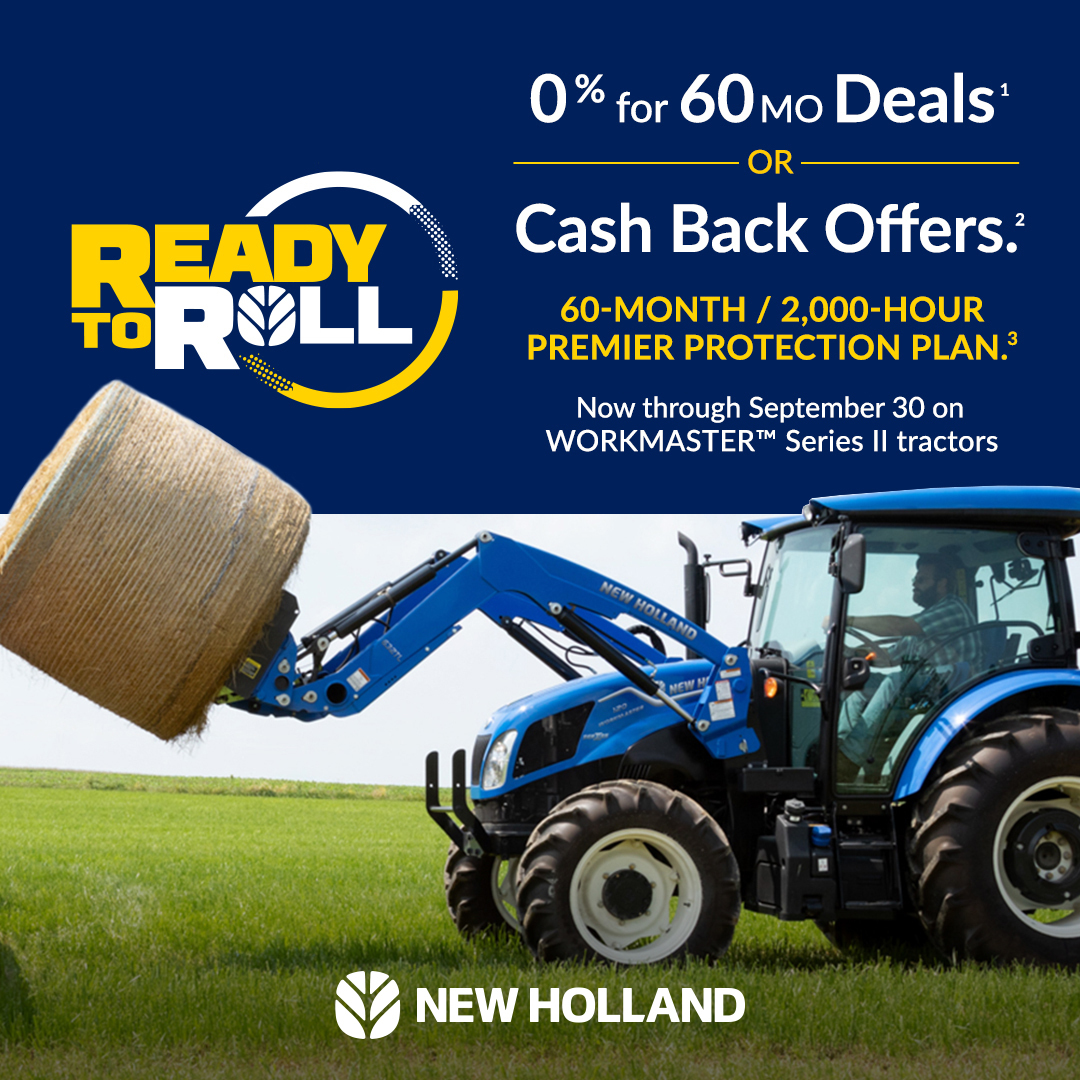 Keep your season rolling with amazing savings and years of peace of mind when you buy a new WORKMASTER™ Series II all-purpose tractor before September 30. The 3-model series and these great deals are Ready to Roll now. sales@esmfarmequipment.com