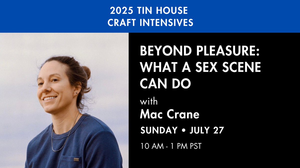 Tin_House's tweet image. Are sex scenes really so hard to write, or are we thinking about them the wrong way? In this class, we’ll consider the power of the sex scene, and what it can accomplish in fiction and nonfiction to explore theme, character, context, and beyond.
Sign-up: tinhouse.com/product/summer…