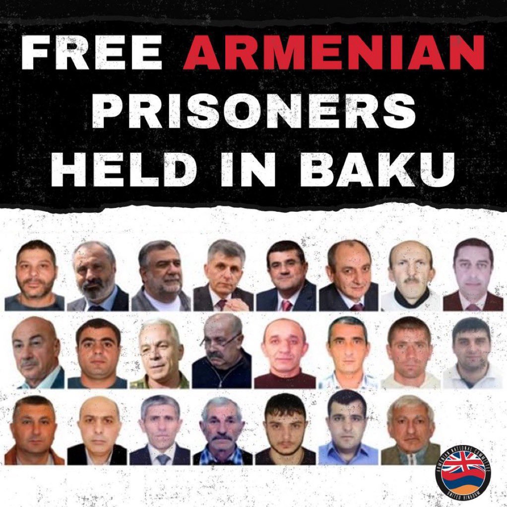 All Armenian hostages who have been suffering in #Azerbaijan|i captivity since #Aliyev's regime launched military aggression in 2020 and 2023 and carried out #EthnicCleansing in #Artsakh, must be released!
#FreeArmenianHostages #NagornoKarabakh #SanctionAliyev