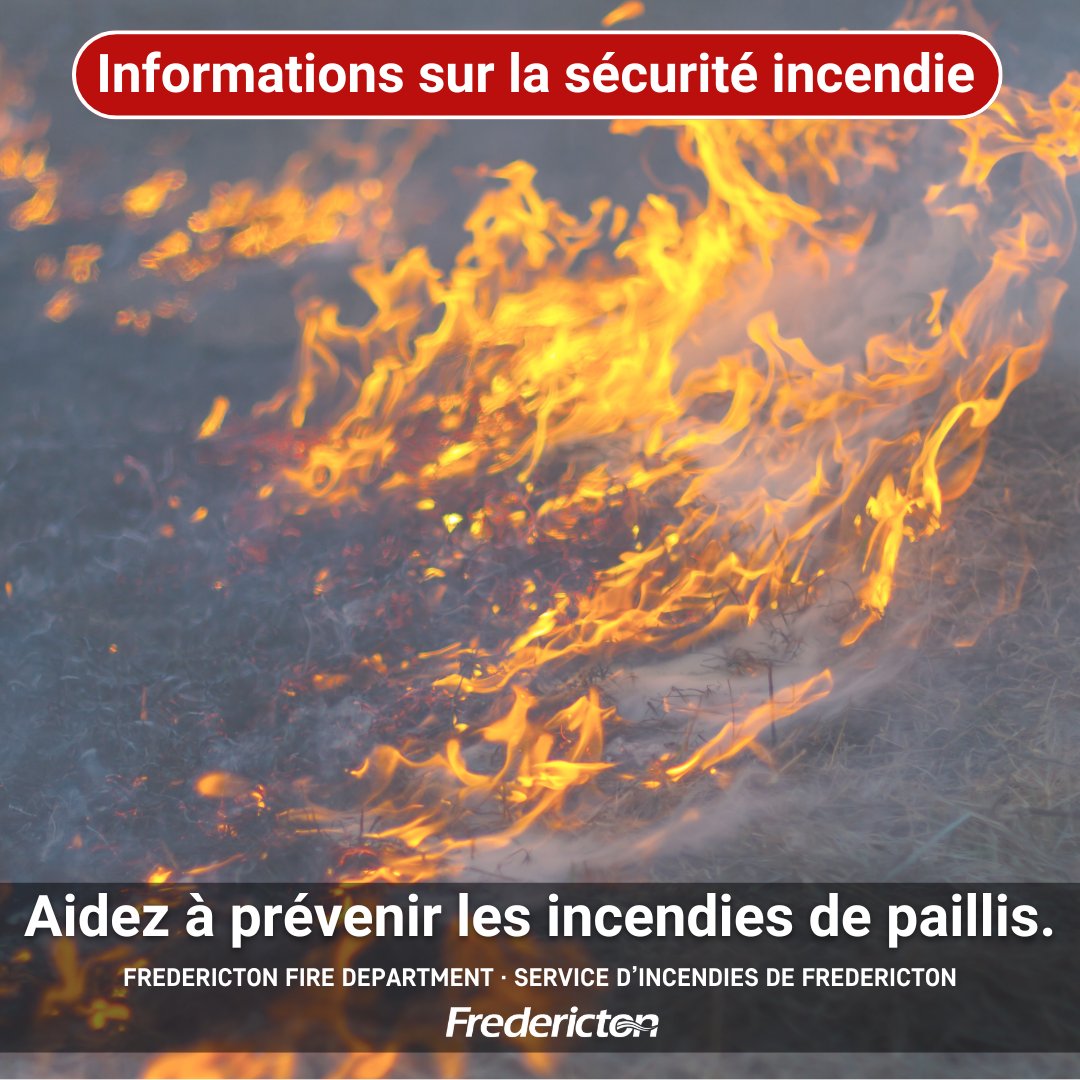 VilleFredFeu's tweet photo. Le Service d'incendie de Fredericton continue d'être dépêché sur des incendies de paillis dans toute la ville. Par ce temps chaud et sec, les feux de paillis peuvent facilement s'enflammer, généralement à cause de l'élimination sans précaution de matériaux fumants. https://t.co/8uCdS37VdP