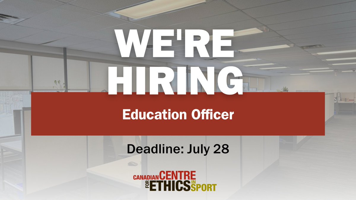 EthicsInSPORT's tweet image. The CCES is hiring an Education Officer. Submit your application by July 28, 2025.
Get the job description and information about the application process 👉 cces.ca/education-offi…