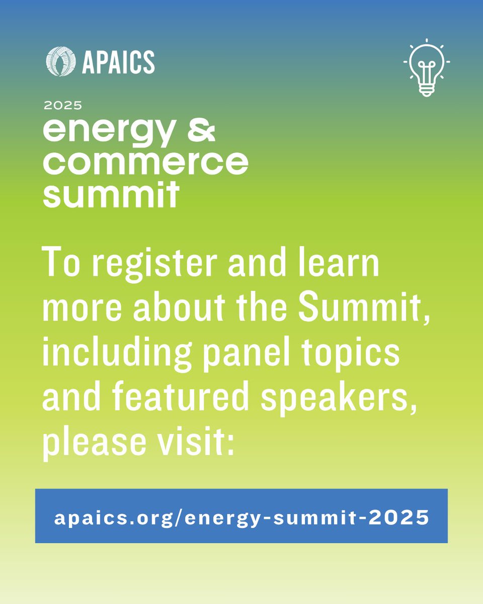 APAICS's tweet image. 🗣️ Just 1 week left until the 2025 Energy & Commerce Summit and Reception! Don't miss powerful conversations with leaders, experts, & elected officials.
📅 Check out the full Summit schedule & register now before it's too late!
🔗 Register here: apaics.org/energy-summit-….