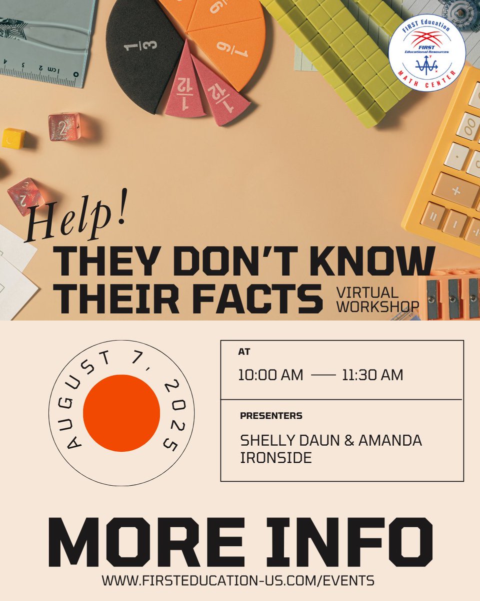 Still wondering why students struggle with basic facts?

Join us to explore how fact fluency goes beyond memorization—by building number sense, using models, and strengthening conceptual understanding.

🔗 Register here: bit.ly/4eO7MZ2

#MathFluency #NumberSense