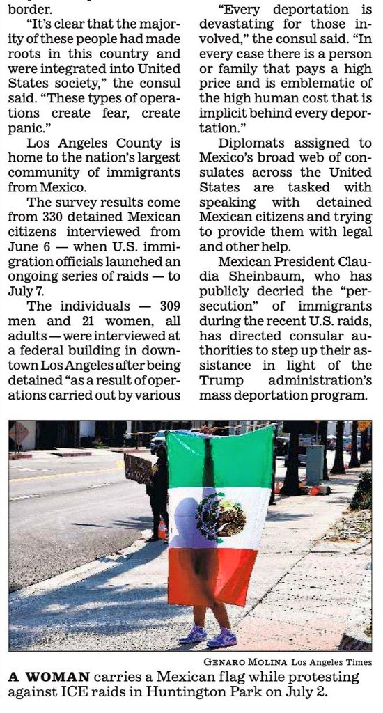 carlos_glezgtez's tweet image. Thank you @PmcdonnellLAT & @cecysanv 🗞️@latimes for your thoughtful reporting about the consulate’s efforts to support our communities. We invite everyone to read this piece & learn more about the profile of those who have been detained ⬇️
🔗 latimes.com/california/sto…