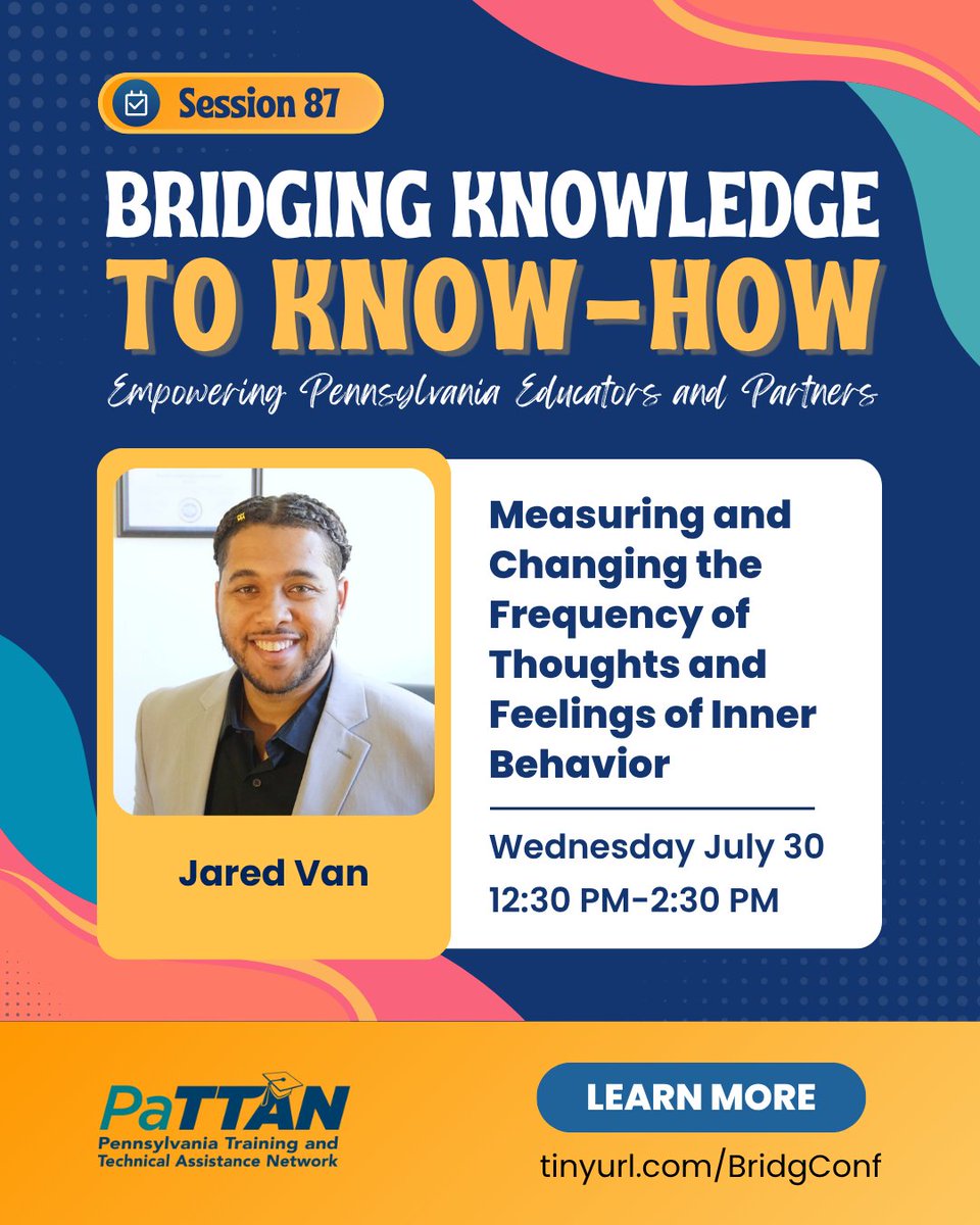 pattanupdates's tweet image. Join Tara McCarty, Jared Van & @BenergyEAC at these #BK2KH2025 sessions! tinyurl.com/BridgConf 🎉
✔️Take a look into one family’s journey with #Autism
✔️Explore the #CVI/AAC Framework, a powerful tool for #AAC solutions
✔️Learn to support students in changing inner behavior