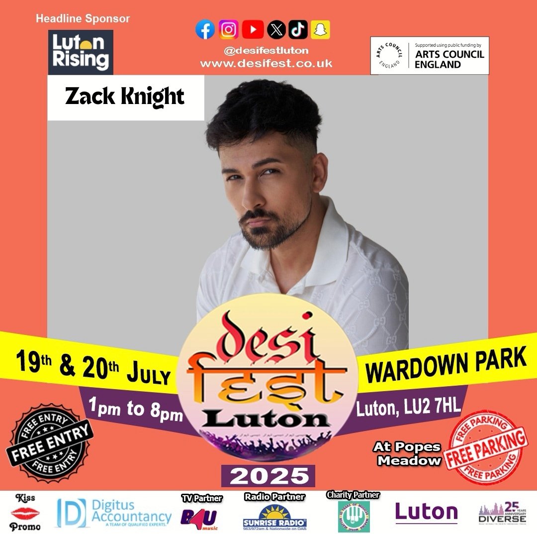 🚨 ARTIST OF THE DAY 𝒁𝑨𝑪𝑲 𝑲𝑵𝑰𝑮𝑯𝑻🚨

Ladies and gentlemen it's the one you've all been patiently waiting for... 
The one and only 𝒁𝑨𝑪𝑲 𝑲𝑵𝑰𝑮𝑯𝑻 will be performing at Desi Fest Luton 2025.