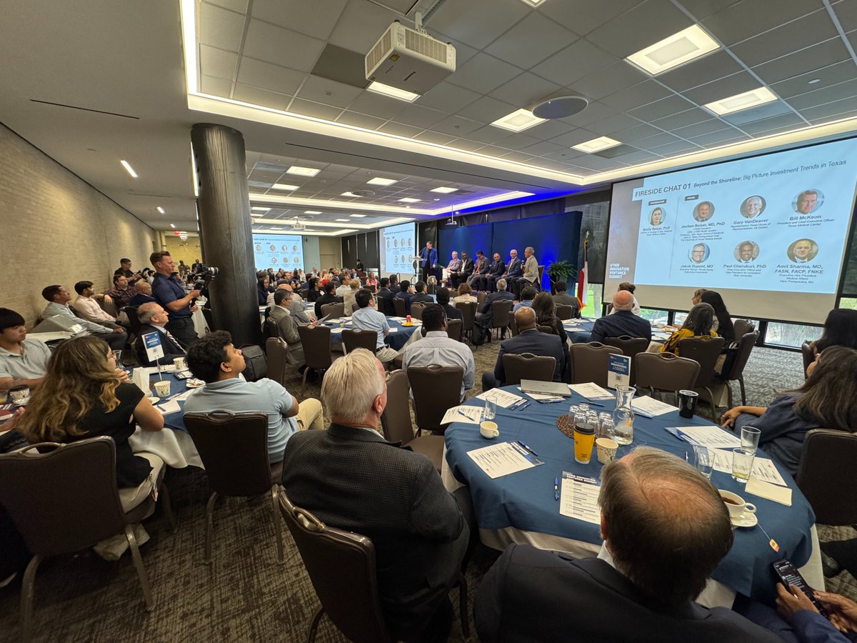 UTMBPresident's tweet image. It was a privilege to welcome and engage with leaders in biotech, health innovation, and venture science in Galveston today for the inaugural VentureX Summit at @UTMBHealth. Together, we are shaping the future of medicine through collaboration, bold ideas, and breakthrough…