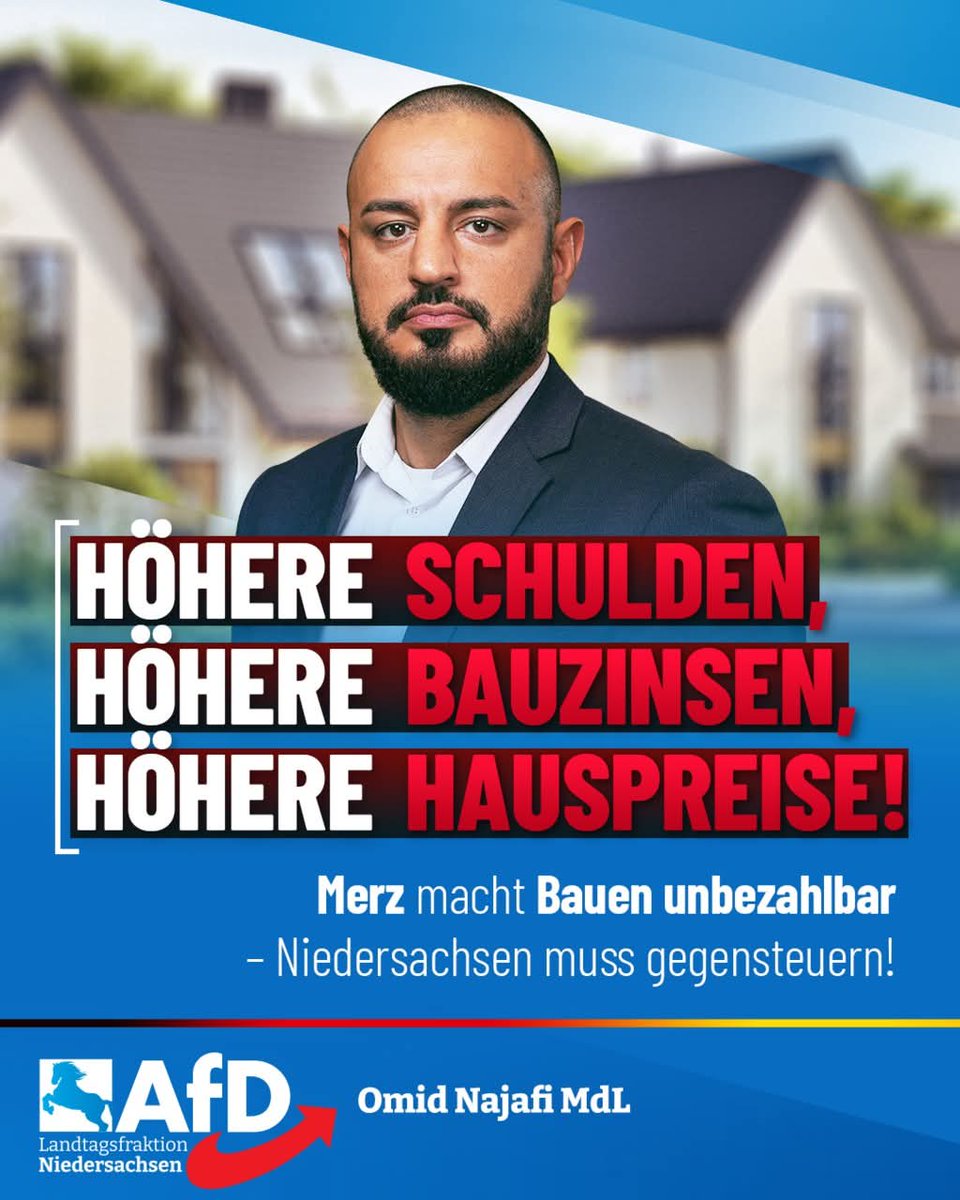AfDFraktionNDS's tweet image. ++ Widerstand gegen die Verarmungspolitik, jetzt! ++
„Die von Merz mit allen Tricks durchgesetzte Mega-Neuverschuldung hat weitreichende Folgen, über die bislang fast niemand spricht“, so @omidnajafi_afd, Sprecher für Wirtschaft, Bauen und Digitalisierung der #AfD-Fraktion…