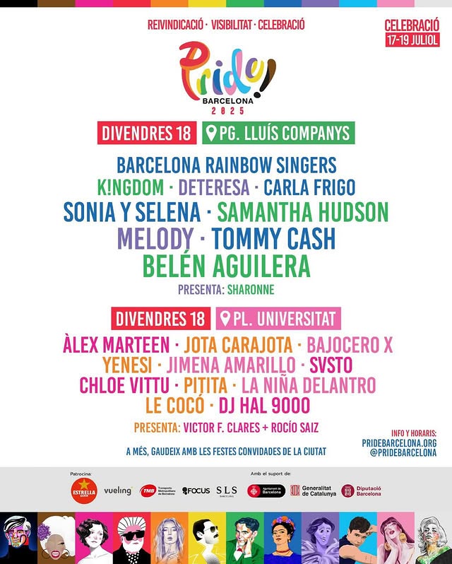 Sí, sí, obrirem el cartell del divendres de <a href="/PrideBarcelona/">PRIDE Barcelona</a> (19:45h) a l'escenari de l'Arc de Triomf.