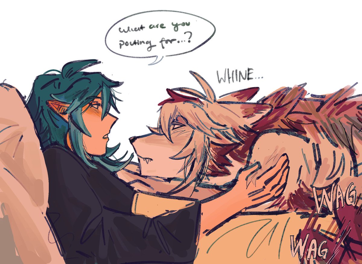ryuubff's tweet photo. 🦊🦇 kazuxiao supernatural convenience store au 
full moon means having an overgrown werefox mutt in your arms https://t.co/a0SBbd4kNu