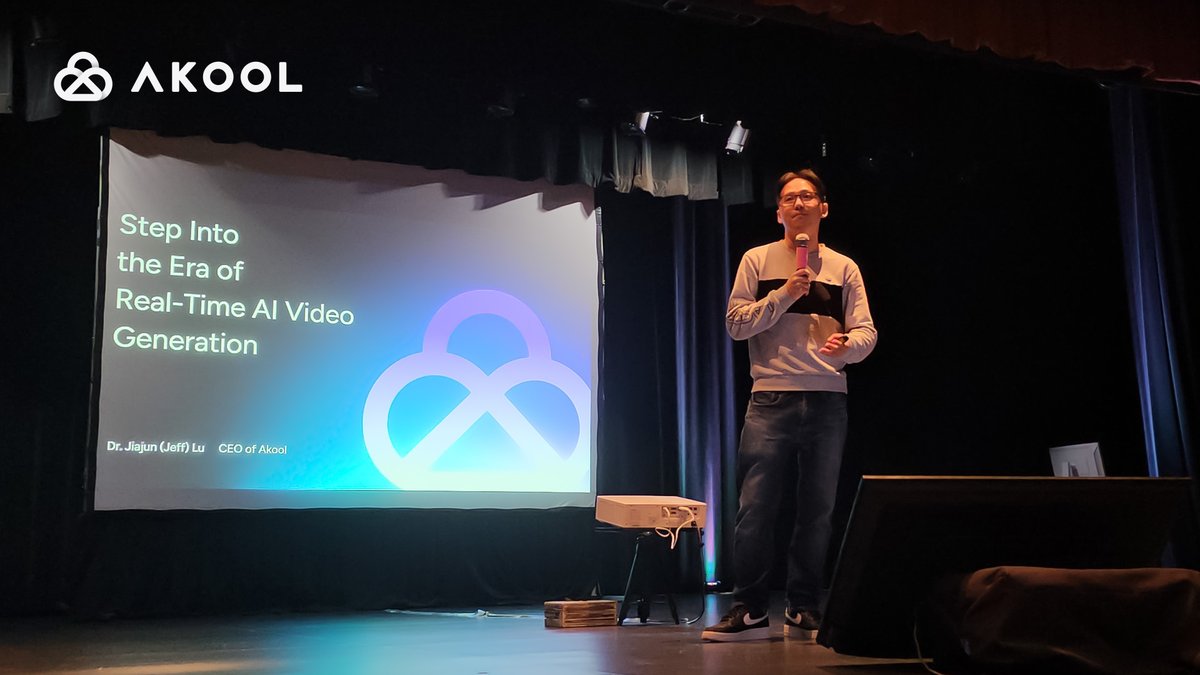 AkoolInc's tweet image. Still inspired by yesterday’s keynote by our CEO, Jiajun, on “Pioneering the Era of Real-Time AI Video Generation: Redefining Digital Interaction.” 💡✨

He shared powerful insights on the future of live video generation and how generative content is transforming the way we