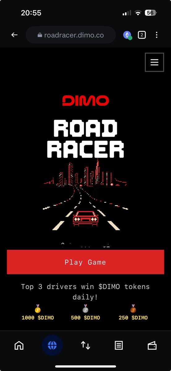 ilCapoFox's tweet image. Very cool, @DIMO_Network to celebrate the release of $DIMO on @base, has released DIMO Road Racer in @baseapp and ONLY Today leaderboard prizes are 10x!
Playing for free the top 3 players can win:
🥇 1st — $10,000 DIMO
🥈 2nd — $5,000 DIMO
🥉 3rd — $2,500 DIMO
If you want to…
