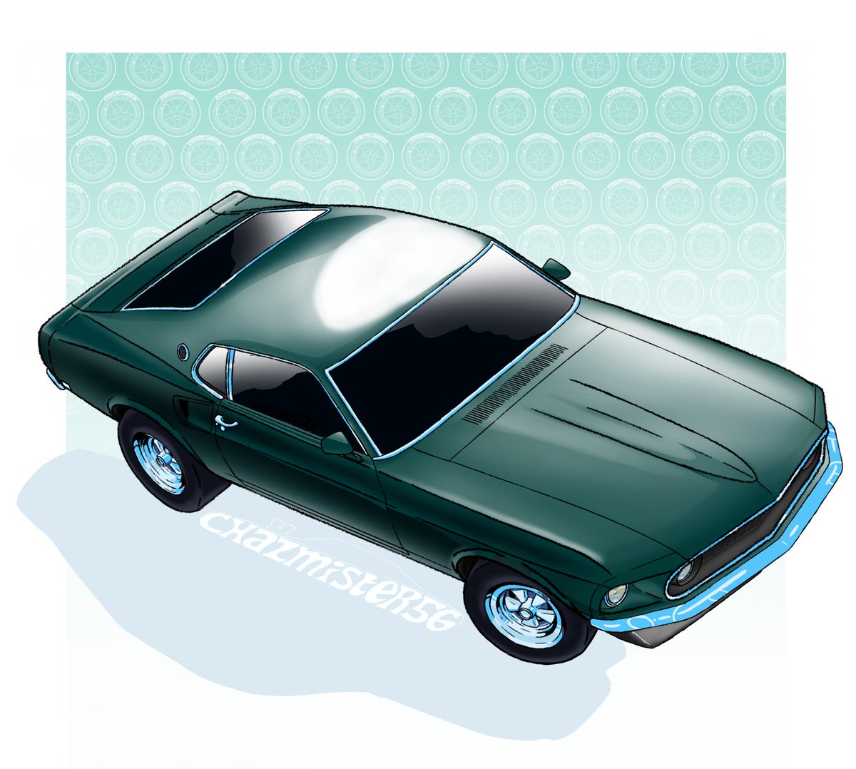 1969 Mustang! Found out that forest green isn't a common color while grabbing references for this