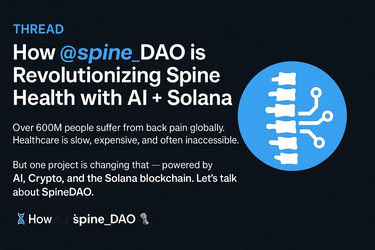 khalee_4's tweet image. 1/ Back pain affects over 600M people worldwide🌎 , yet healthcare systems are stretched thin—long waits, high costs, and limited access. @spine_DAO
is changing that with AI and the @solana
blockchain, revolutionizing spine care from diagnosis to recovery. #DeSci #SpineDAO