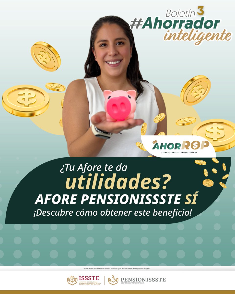 ✨¿Sabes qué nos hace únicos?✨💅

💸 Somos la única #AFORE pública que reparte utilidades entre sus cuentahabientes.

Nuestro objetivo es claro, ayudarte a crecer tu Cuenta Individual para que disfrutes de una pensión.

🥸 Porque aquí no se ahorra por ahorrar, ¡todo tiene