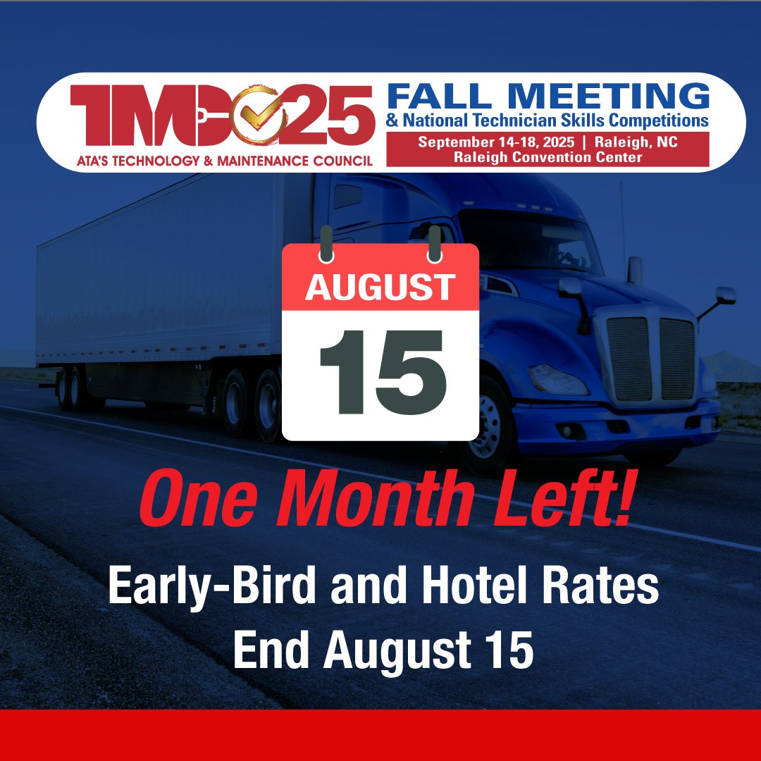 TRUCKINGdotORG's tweet image. 🚨 Save on #TMCFall25! Join @TMC4Trucks in Raleigh this September to gain real-world solutions and expert insights in truck technology and maintenance.
📆 Early-bird rates expire August 15.
👉 Secure your spot: bit.ly/40mvNjI