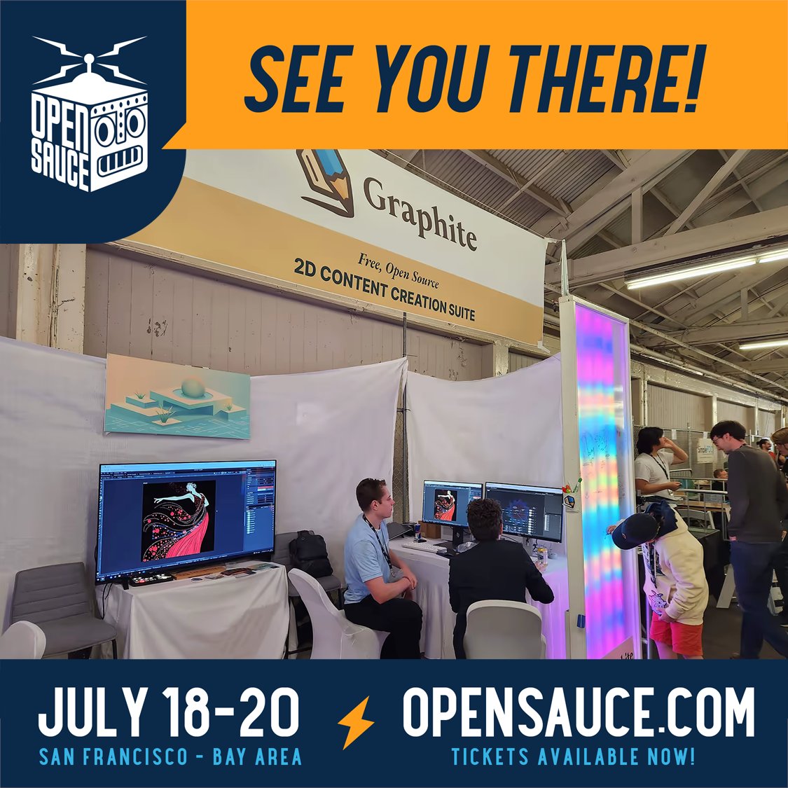 Graphite (@graphiteeditor) on Twitter photo Meet us this weekend at #OpenSauce (<a href="/OpenSauceLive/">Open Sauce</a>) in San Mateo, California. Booth number N4-5 in Hall B, on the wall adjacent to the big lawn area. Come grab some swag! Meet us this weekend at #OpenSauce (<a href="/OpenSauceLive/">Open Sauce</a>) in San Mateo, California. Booth number N4-5 in Hall B, on the wall adjacent to the big lawn area. Come grab some swag!