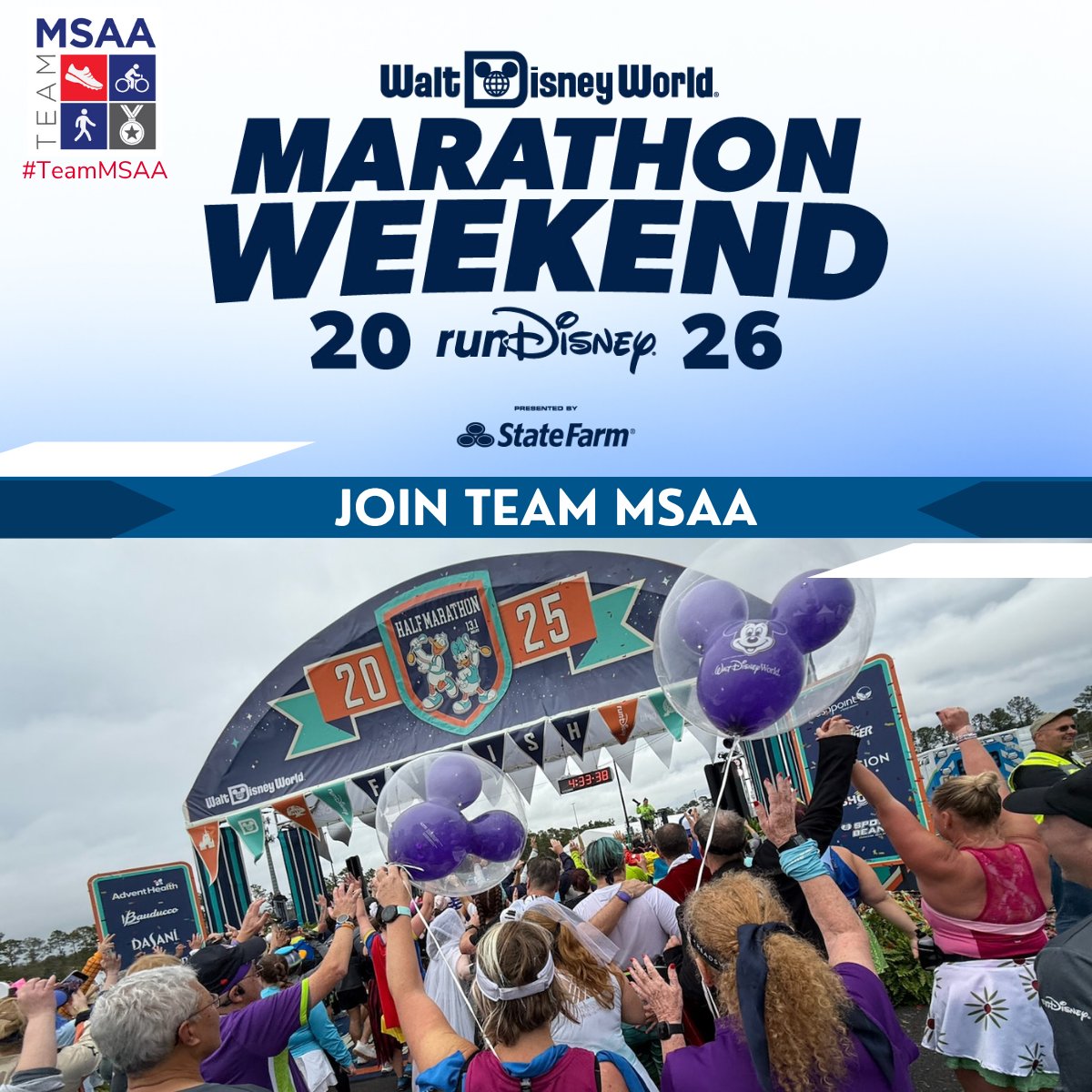 MSassociation's tweet image. #MSassociation is an official Charity Partner of @runDisney! 🏃

Sign up now for the Walt Disney World® Marathon Weekend presented by State Farm from January 7-11, 2026 to run for #TeamMSAA!
mymsaa.org/teamMSAA

#WDWmarathon #rundisney