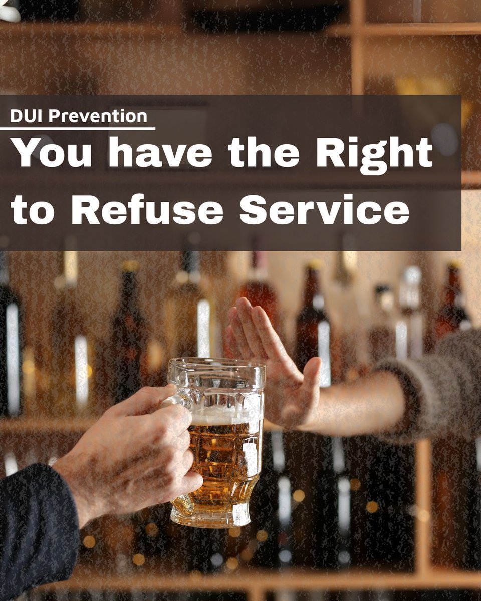 MoCo_RASP's tweet image. One way to help prevent DUIs is to not cut off someone with a final drink. If you see that a person is already intoxicated, be polite but firm. You have the right to refuse service! Make sure that you provide the patron with alternative ride options. Visitbit.ly/RideHomeMC