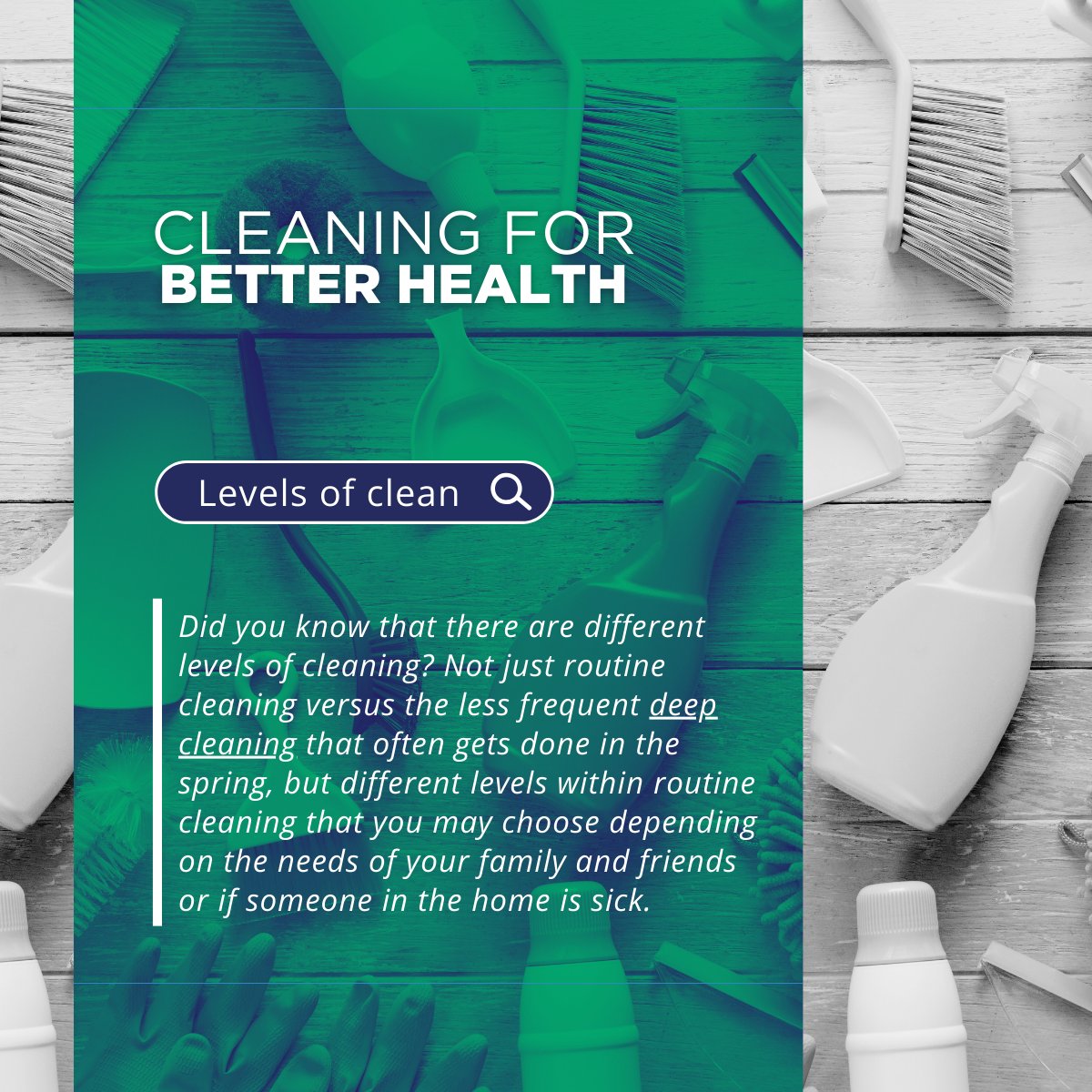 immunedeficienC's tweet image. For those living with PI, cleaning isn't just about tidiness—it's about health protection. @CleanInstitute created a new "levels of clean" guide to help.
Learn more about the Levels of Clean: cleaninginstitute.org/cleaning-levels
#immunedeficiency #primarimmunodeficiency #healthyhome