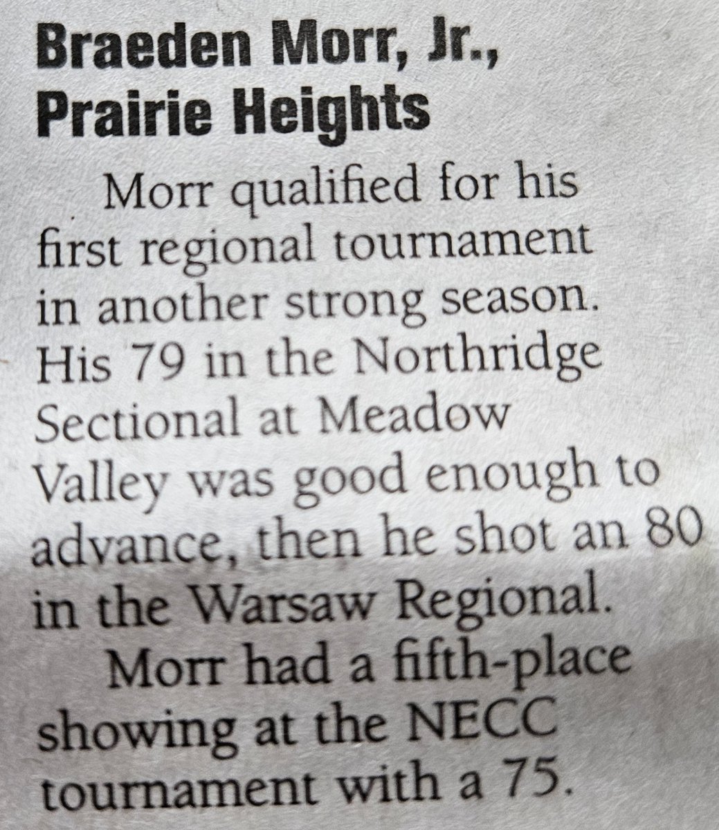 Congratulations to <a href="/BraedenM2026/">Braeden Morr</a> on earning KPC Media All Area recognition for his golf season. We are proud of you! <a href="/KenFillmore/">KenFillmore</a>