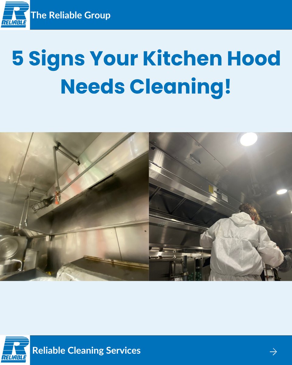 TheReliableGrp's tweet image. Don’t overlook kitchen hood maintenance! 🚨 Swipe to spot key warning signs and ensure a safe, compliant kitchen.
📲 DM us to book your professional cleaning today!

#kitchensafety #hoodcleaning #reliablecleaning #commercialkitchen #safetyfirst