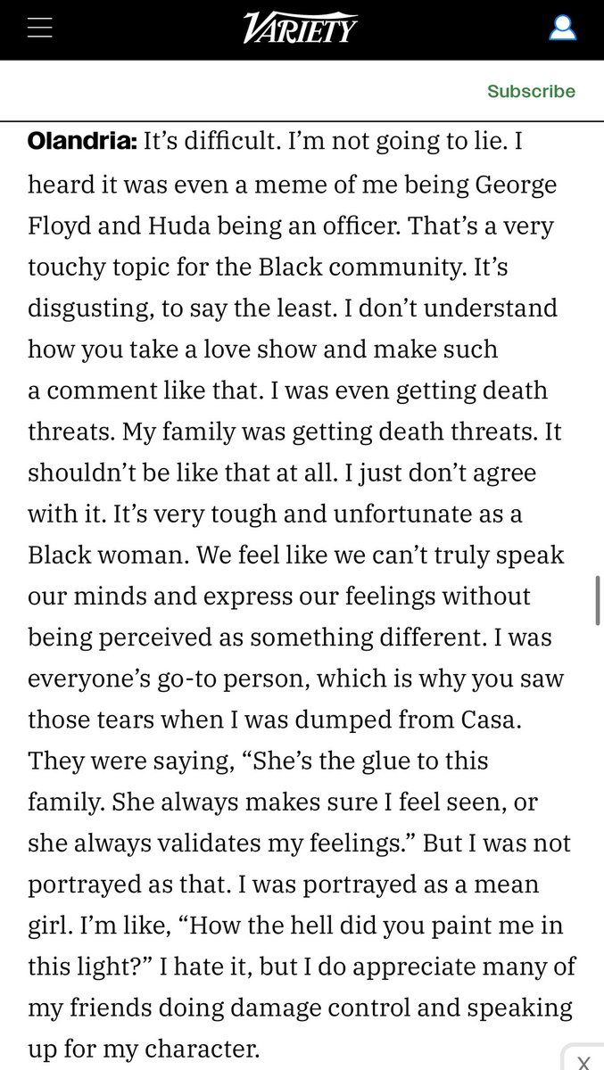 #LoveIslandUSA star Olandria told me “it’s difficult” dealing with the racism and microaggressions post-villa. 

variety.com/2025/tv/news/l…