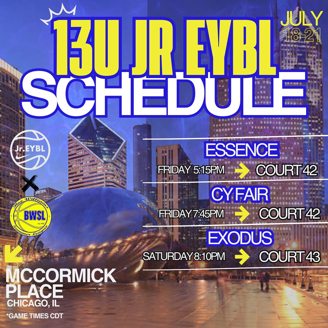 BWSL13uJrEYBL's tweet photo. We have arrived 📍 Chicago Nike Nationals

@nikegirlseybl It’s Time 💙💛

#BooCrew #BooBlooded https://t.co/QCua4mRZIx