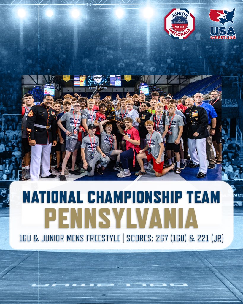 USA Wrestling (@usawrestling) on Twitter photo Congratulations to all of our Men’s Freestyle award winners🏆 #fargo2025 x <a href="/USMarineCorps/">USMC Recruiting</a>
Junior Team Champion: PENNSYLVANIA
16U Team Champion: PENNSYLVANIA Congratulations to all of our Men’s Freestyle award winners🏆 #fargo2025 x <a href="/USMarineCorps/">USMC Recruiting</a>
Junior Team Champion: PENNSYLVANIA
16U Team Champion: PENNSYLVANIA