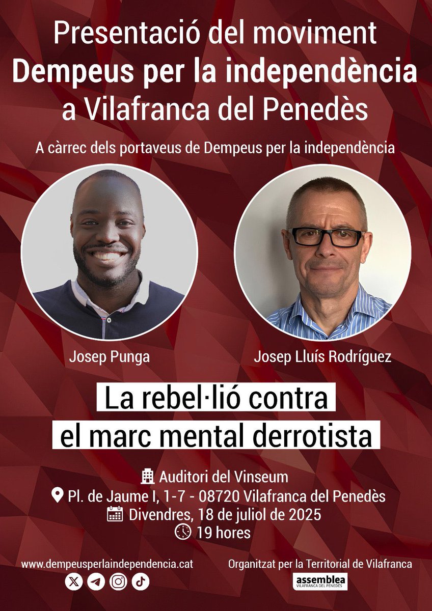 Aquest acte ha estat censurat per la direcció nacional de l’<a href="/assemblea/">Assemblea Nacional Catalana</a> i la territorial de Vilafranca no el desconvocarà. HEM D’OMPLIR. 

<a href="/dempeusXindepe/">Dempeus per la independència</a> Fem-lo créixer.