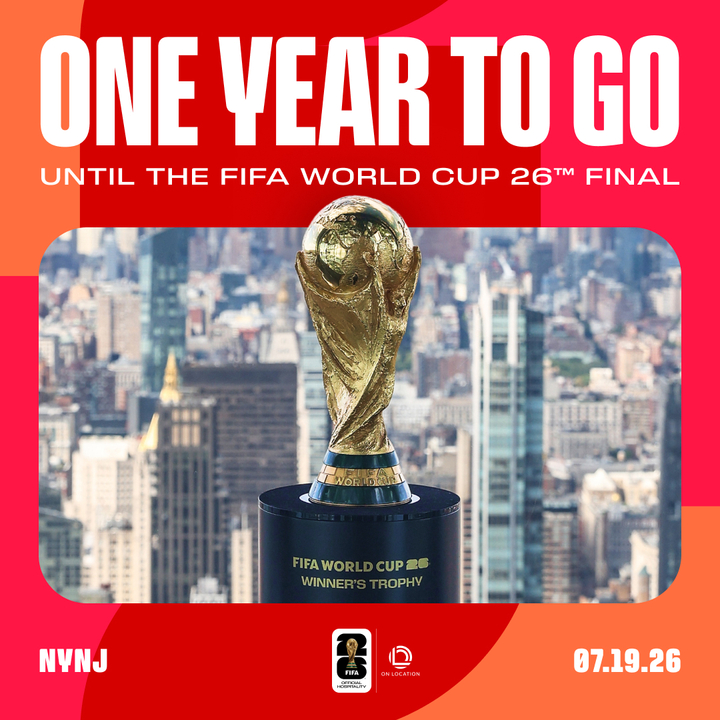 FIFAHospitality's tweet image. 🏆 1 year from today the world will stand still.
The FIFA World Cup 26™ Final. Secure your ticket with FIFA Hospitality. bit.ly/4lRjpQW