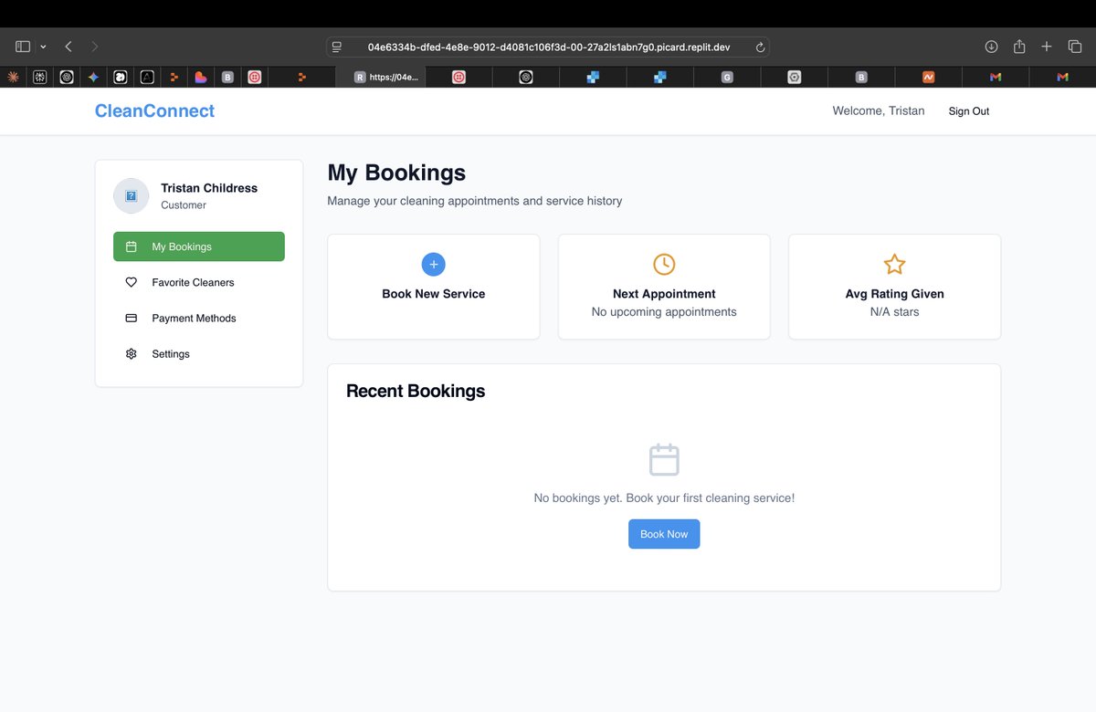 codepro__'s tweet image. Just a little demo website for my mom's cleaning LLC! First time not bad using @Replit . Learning @cursor_ai soon 🙏