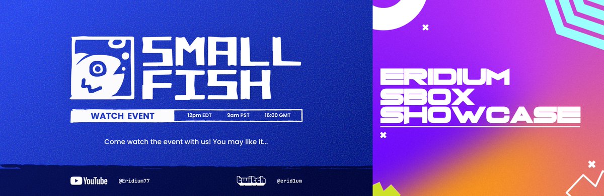 We will be hosting a special watch event on July 19th, 4:00 PM (GMT) for <a href="/Eridiium/">Sid 💫</a>'s s&amp;box showcase.
➡️smallfi.sh/discord
Why? We want to support all s&amp;box creators! And also, you may hear some very good news from us! ;-)
• twitch.tv/erid1um
• youtube.com/live/gBWy1Kbh5…
