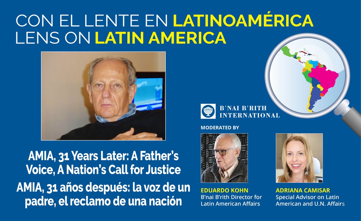 BnaiBrith's tweet image. 31 years after the horrific 1994 AMIA bombing in Buenos Aires, Luis Czyzewski—father of Paola, one of the 85 victims—continues the fight for justice.
For the first time in Argentina’s history, trials in absentia are now allowed. Proceedings have already been ordered against the…