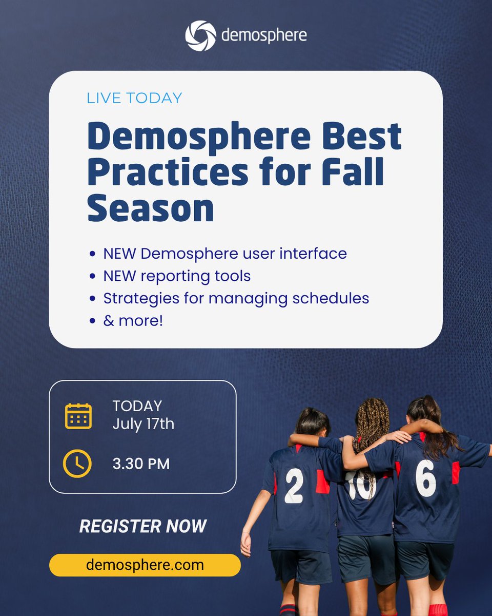 Today's live webinar on Demosphere Best Practices for Fall Season kicks off at 3:30 PM ET. There’s still time to join.

Can't make it live? Register now to receive a copy of the recording: loom.ly/LeeZu3k
