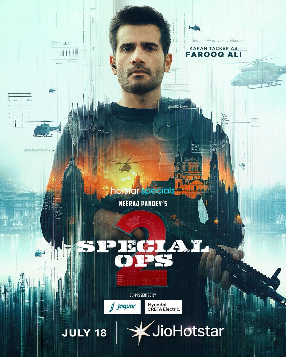 tellychakkar's tweet image. Farooq Ali is back. Sharper. Stronger. Deadlier.
Karan Tacker returns in Special Ops 2 —
all episodes streaming July 18, only on #JioCinema.
#KaranTacker #SpecialOps2 #FarooqAli #JioCinema #HotstarSpecials