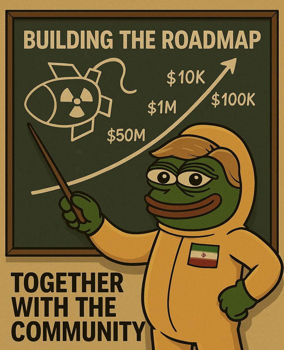 Iranb0mb's tweet image. 🧠💣 We’re building the IRANBOMB Roadmap — together with the community.
Not just a roadmap… a meme legend.
🚀 What happens at $10k, $100k, $1M market cap?
You decide!
Join us in Telegram — let’s write the next chapter of the nuclear meme war together:
👉…