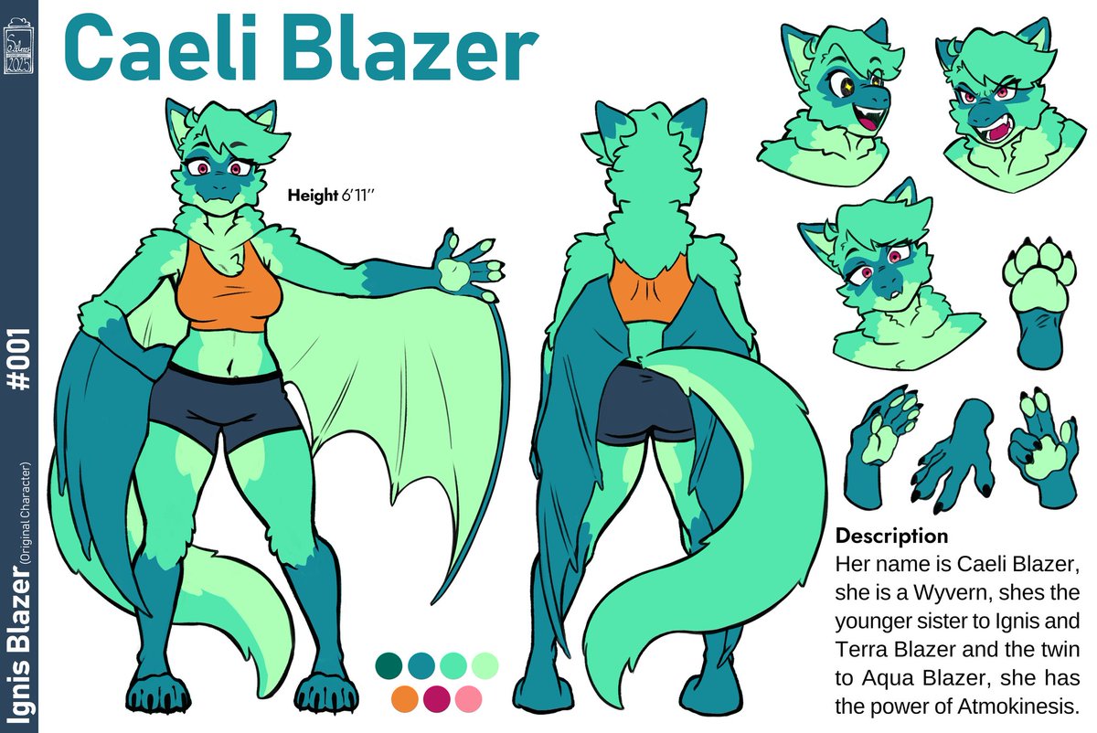 IgnisBlazer's tweet image. Caeli's now official design! She's a Wyvern now!
Incredibly Fantastic ref drawn by @SilverLyon2