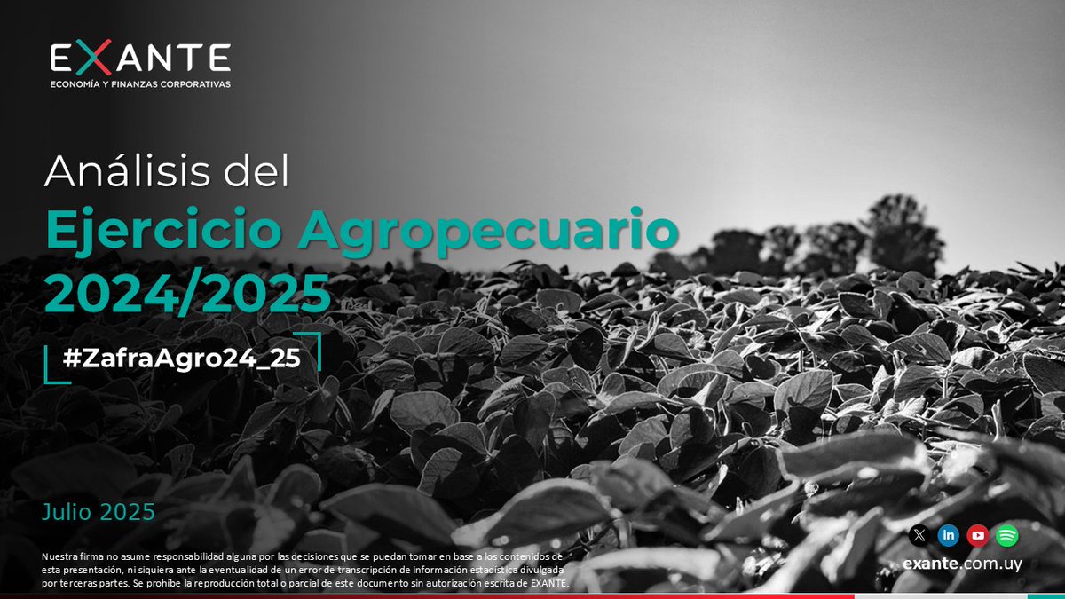 El ejercicio agropecuario 2024/2025, cerrado en junio, se caracterizó por algunos contrastes entre la agricultura y la ganadería. En el siguiente hilo que armamos en <a href="/Exante_UY/">Exante</a> analizamos las claves de la #ZafraAgro24_25