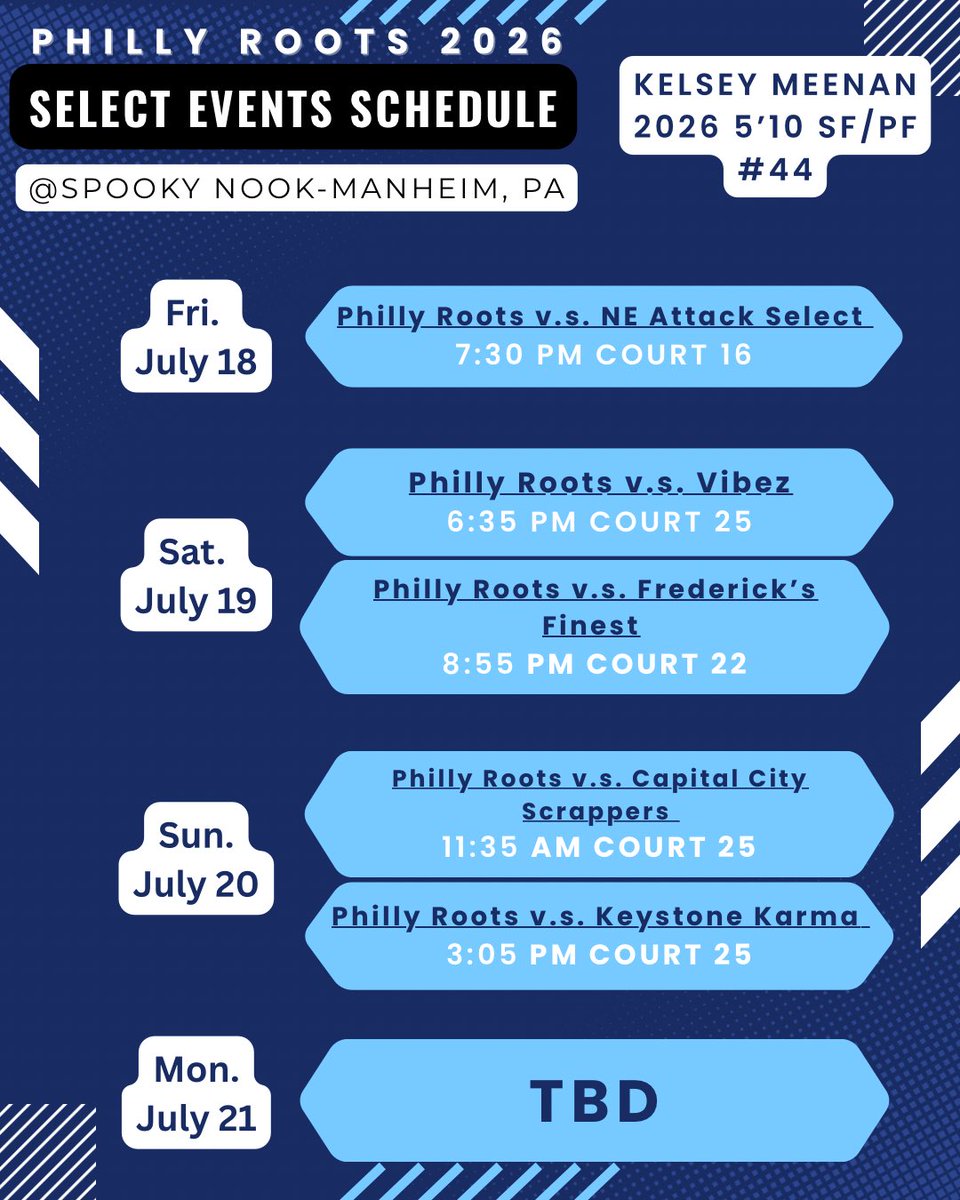 Kelsey Meenan (@kelsey_meenan) on Twitter photo Last AAU tournament this weekend at Spooky Nook! Come check us out! <a href="/thephillyroots/">Philly Roots Basketball</a> <a href="/dtownwestgbb/">Dtown West Girls Basketball</a> Last AAU tournament this weekend at Spooky Nook! Come check us out! <a href="/thephillyroots/">Philly Roots Basketball</a> <a href="/dtownwestgbb/">Dtown West Girls Basketball</a>