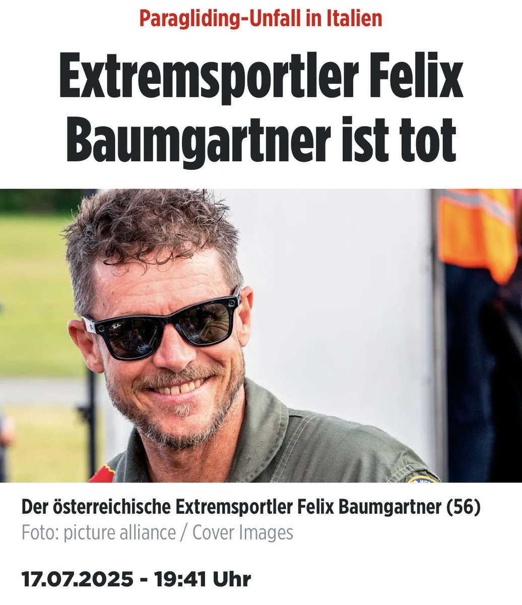 Der Mann, der den Extremsport, seine Heimat und die Meinungsfreiheit geliebt hat ist gegangen. Mach's gut da oben lieber Felix.