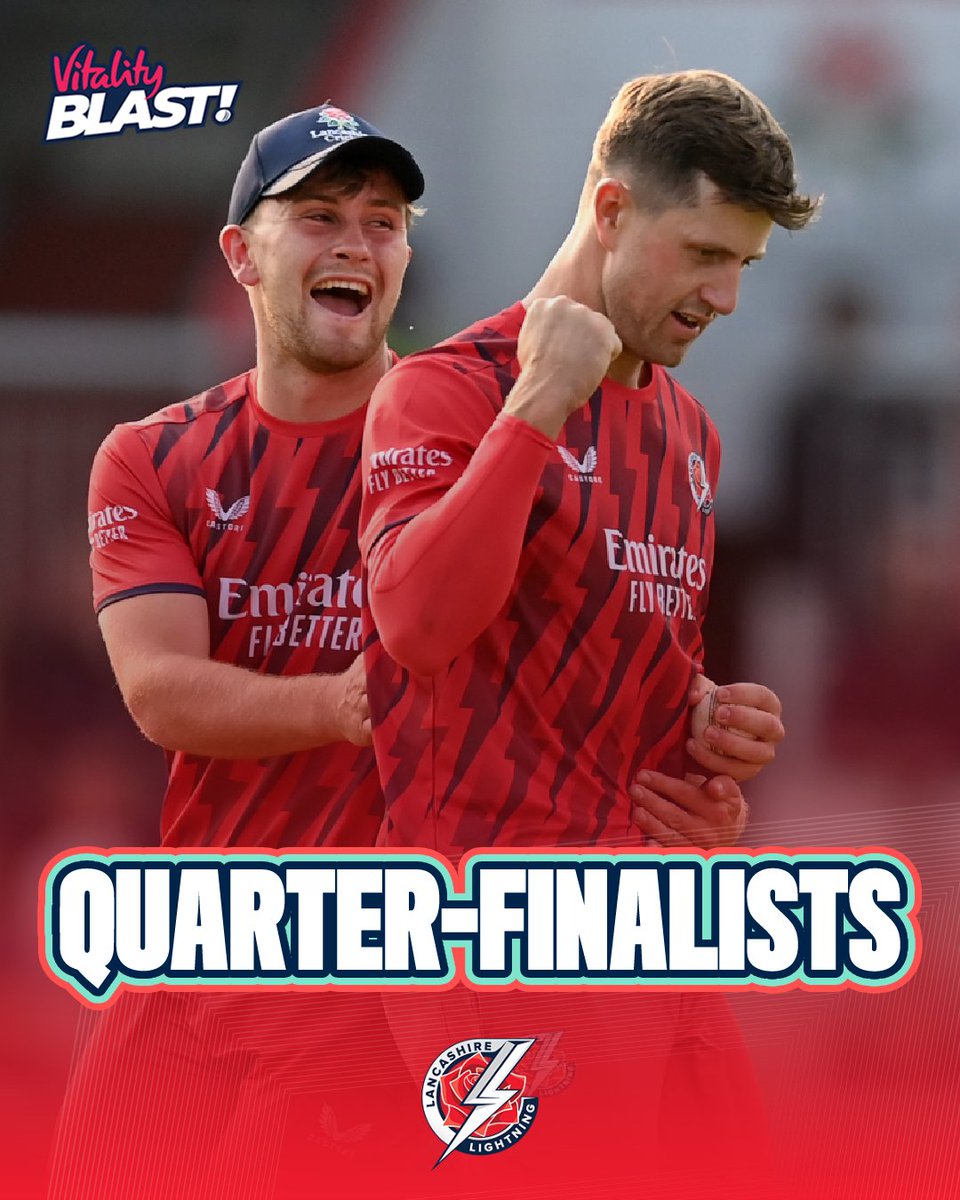 VitalityBlast's tweet image. Defeat for Notts Outlaws means that Lancashire Lightning and Northamptonshire Steelbacks confirm their spots in the quarter-finals ๐