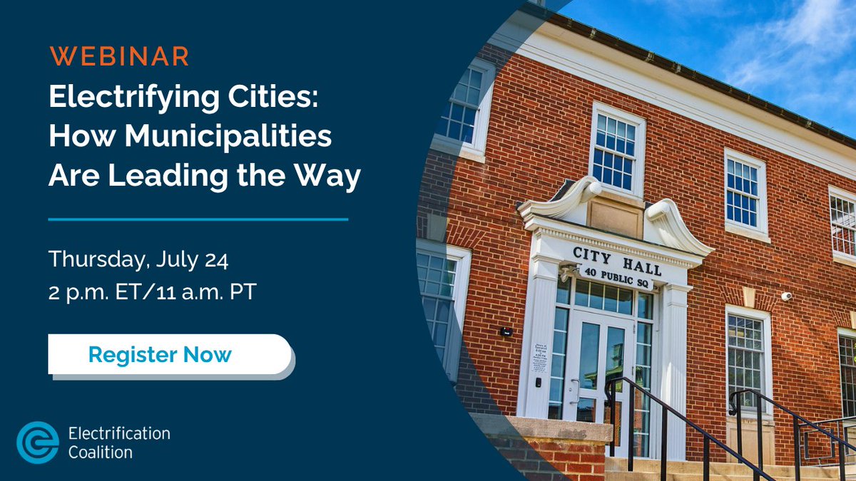 ElectricRoadmap's tweet image. Join our webinar next Thursday, July 24, at 2 p.m. ET/11 a.m. PT to hear all about the innovative programs and policies local leaders are implementing in their communities to continue to drive transportation electrification nationwide.
Register: bit.ly/3IDooX4