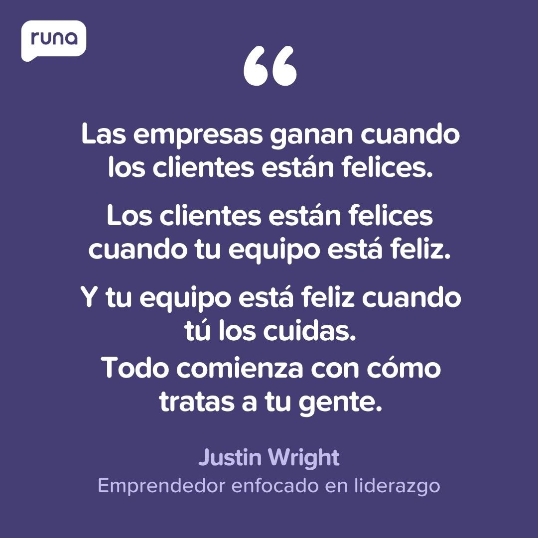 ✨ Todo empieza por dentro.
Si quieres clientes felices, primero cuida a quien los atiende.

Equipos valorados = equipos comprometidos.
Y eso se nota en cada interacción con tu marca.

💡 El liderazgo no se mide solo en resultados, también en bienestar.

#RunaHR #RRHH