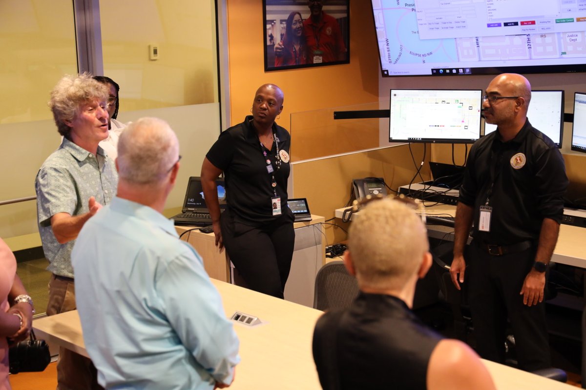 OUC_DC's tweet image. This week, Baltimore 911 and partners visited the Office of Unified Communications for an Operations tour, Sim Lab demonstration, and discussions around new and emergency technologies and center consolidation.