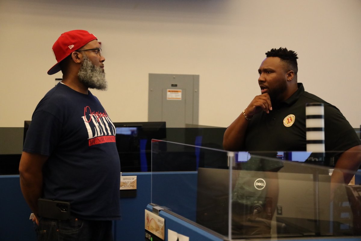 OUC_DC's tweet image. This week, Baltimore 911 and partners visited the Office of Unified Communications for an Operations tour, Sim Lab demonstration, and discussions around new and emergency technologies and center consolidation.