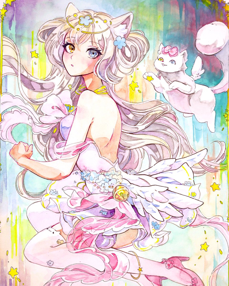 oakteaparty's tweet image. ✨🌸 shimmer 🌸✨ gift art for @Cheriibeans 😍💓
Character by Cherii, Watercolour manga art by Oaktea
ଘ(੭ˊ꒳ˋ)੭✧