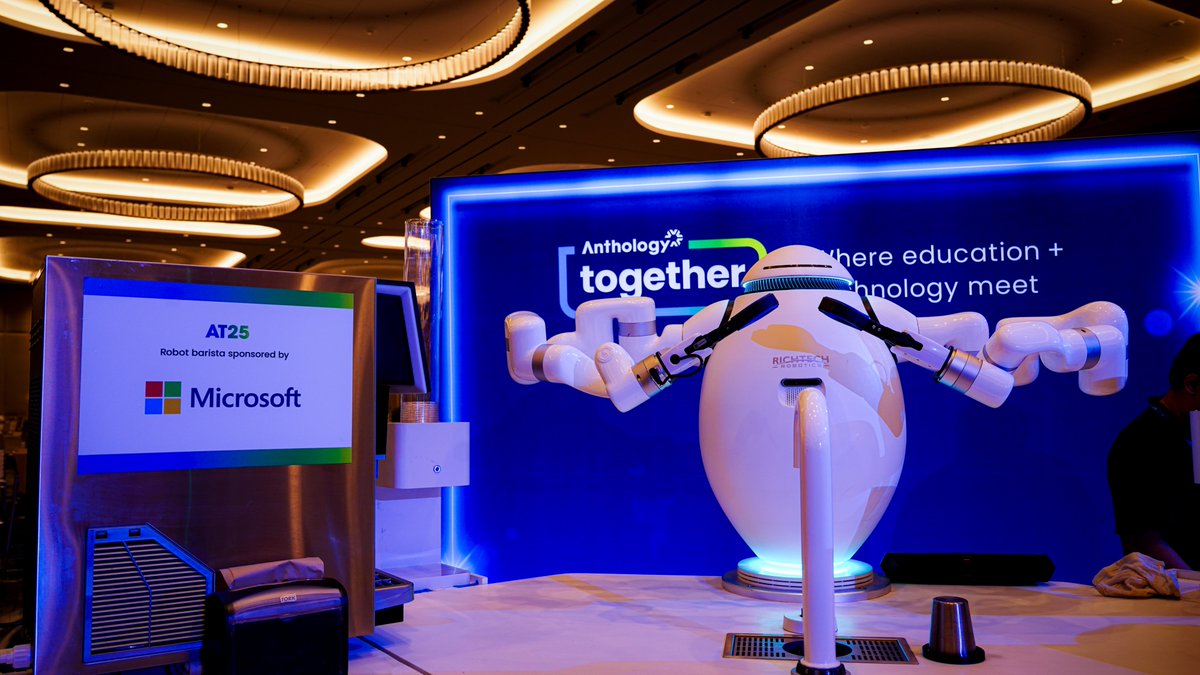 RichtechRobots's tweet image. Thank you to @Microsoft for sponsoring ADAM during Anthology Together 2025!
ADAM's coffee center at the @fblasvegas was constantly packed with education and technology leaders wanting to get a perfect pour from our barista bot 🤖☕
#robotics #lasvegas #coffee #airobot