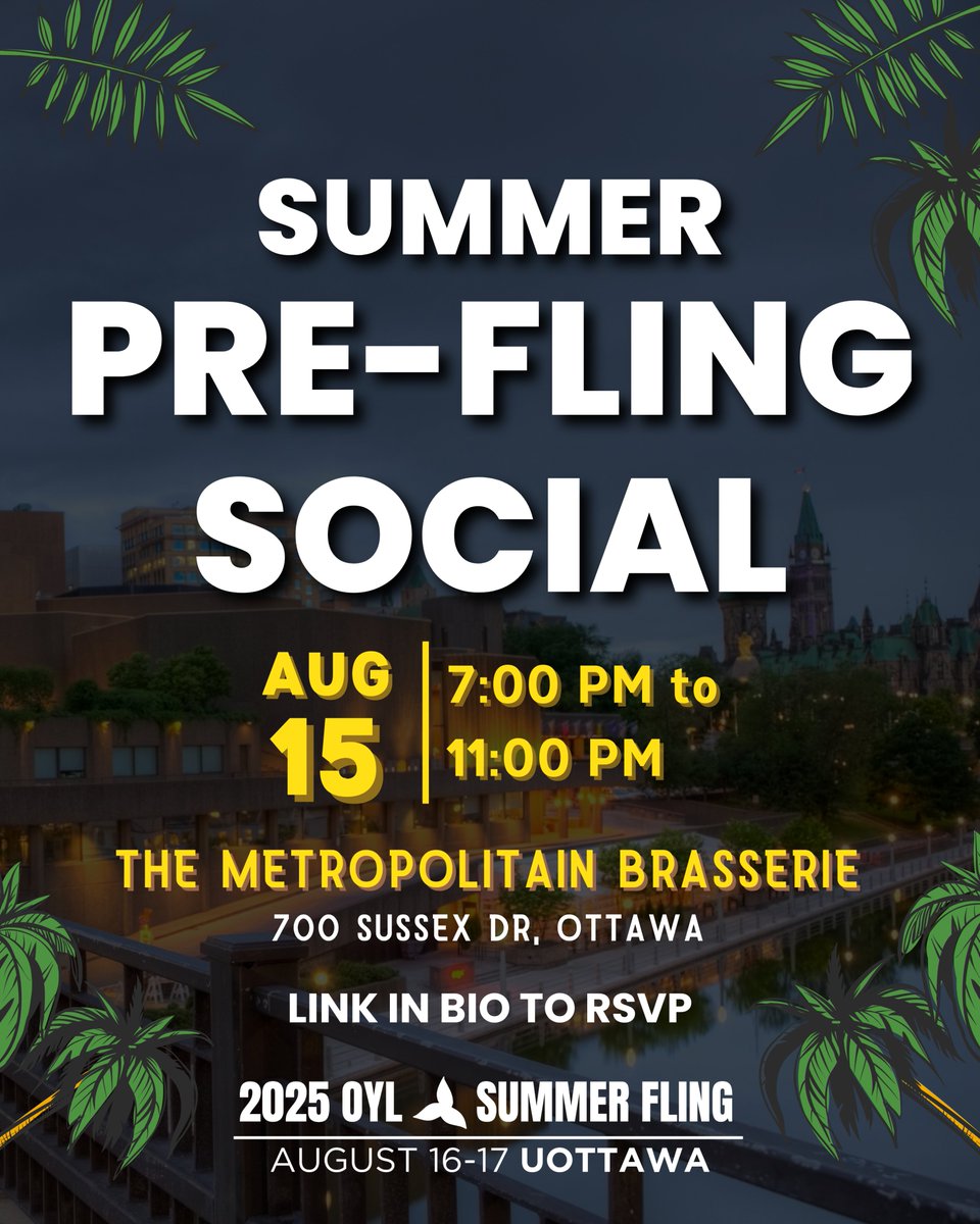 OYLorg's tweet image. We’re kicking off Summer Fling weekend with a Friday night Social at the MET on August 15!
Catch up with old friends, meet new ones, and get ready for a weekend of connection, politics, and fun.
RSVP now — link in bio.